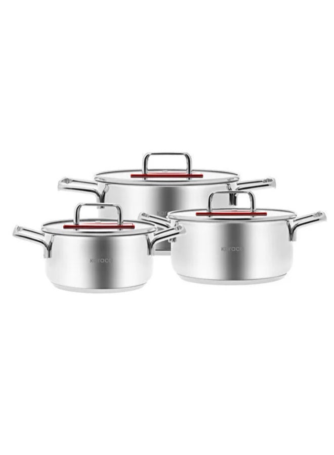 Arya Induction Base 6-Piece Midi Stainless Steel Cookware Set -Silver